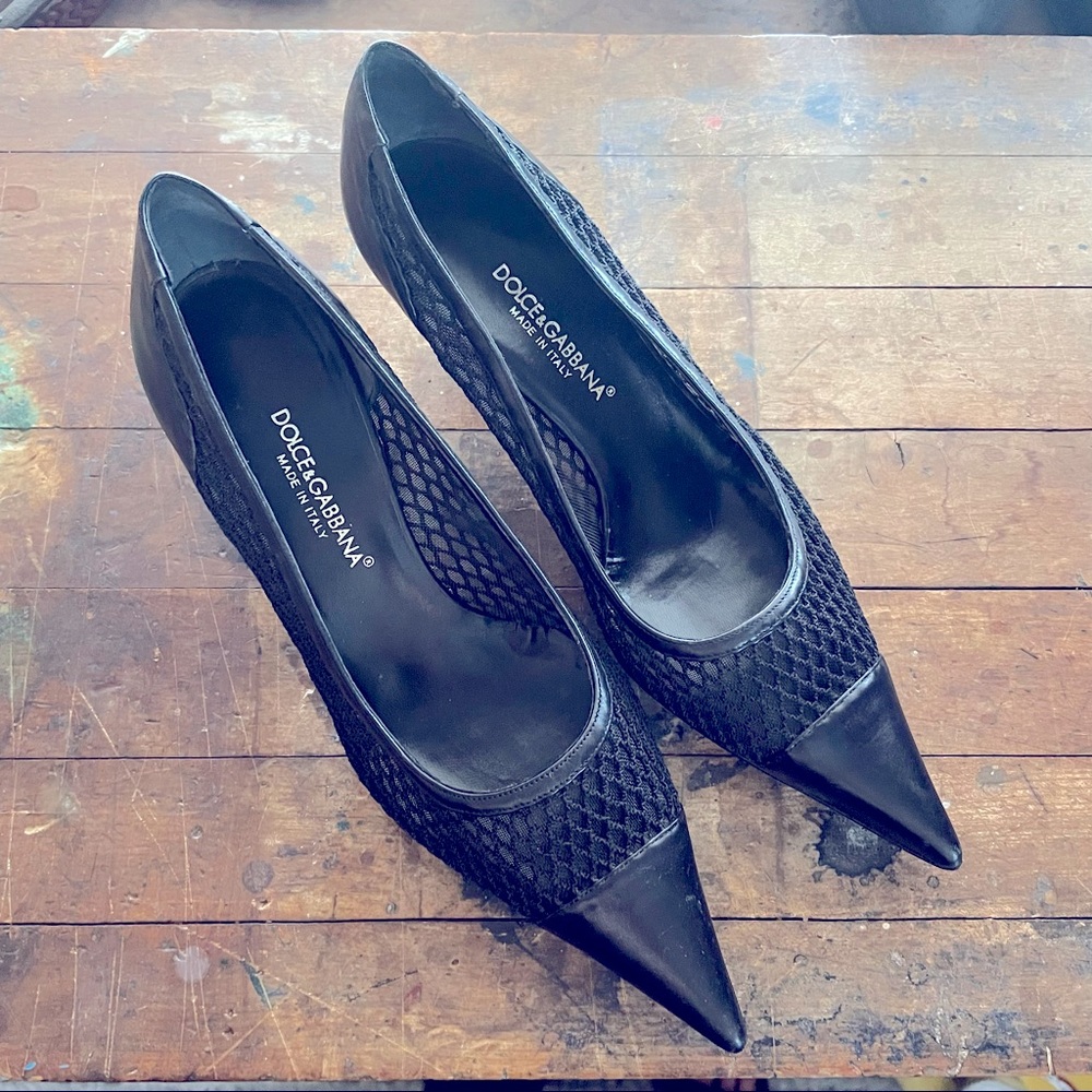 Dolce & Gabbana Black Mesh Heels